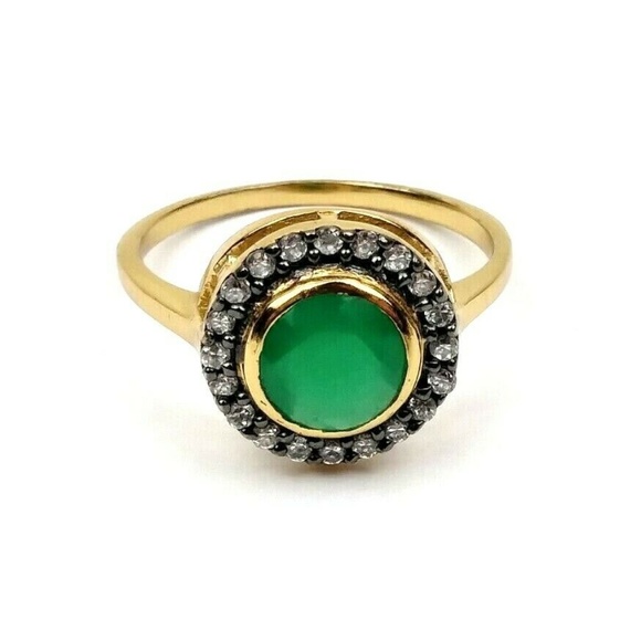 Jewelry - Round Green Accent Stone Fashion Statement Ring 8
